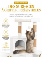 Poteaux en sisal de l'arbre à chat avec litière blanc Litiélia