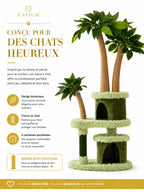 Deux niches et troncs en sisal du grand arbre à chat Canoporia
