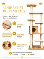 Arbre à chat multi-niveaux Lignoria avec tapis amovibles et lavables