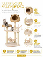 Arbre à chat multi niveaux Nidoria avec structure renforcée et base stable