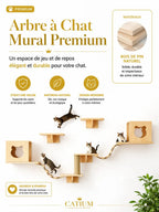 Arbre à chat mural premium Pontelia en bois de pin naturel