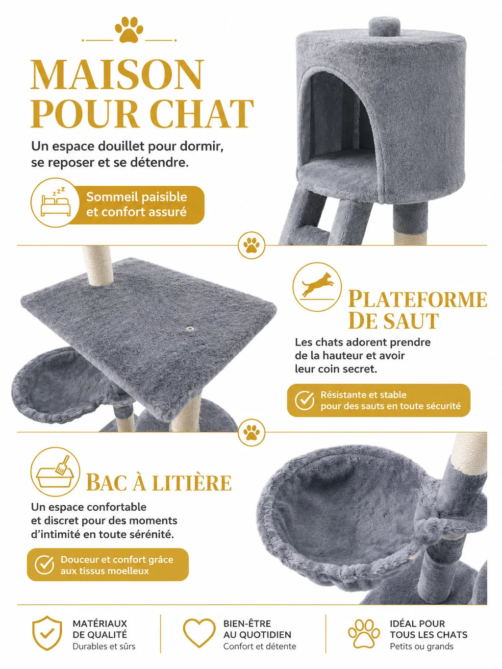 Niche, plateforme de saut et hamac de l'arbre à chat Cimestria
