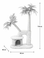 Dimensions de l’arbre à chat Palmélia : 60 cm de largeur, 40 cm de profondeur et 118 cm de hauteur.