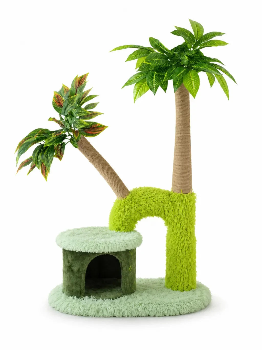 Arbre à chat palmier vert Palmélia 118 cm avec niche, vue complète