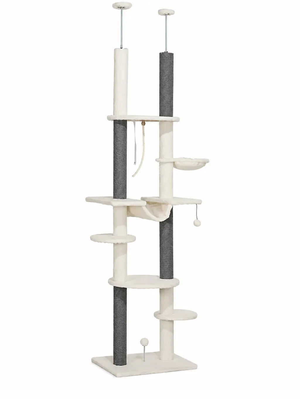 Arbre à chat plafond blanc Célestia réglable de 225 à 255 cm, vue complète
