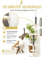 Double appui plafond et kit anti-bascule de l’arbre à chat blanc ajustable Célestia