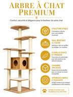 Arbre à chat premium Lignoria avec sisal, tissu doux et structure stable