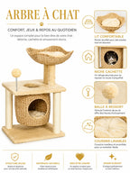 Niche tressée, panier et coussins de l'arbre à chat Vannélia