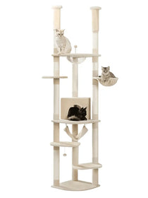 Arbre à Chat Réglable XXL avec Tours et Griffoirs en Sisal Beige | Sérénya