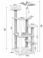 Dimensions 152 cm de l’arbre à chat vert avec niche et auto-brosse Canopia
