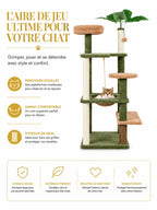 Espace de jeu vertical de l’arbre à chat vert Canopia avec plateformes et corde suspendue
