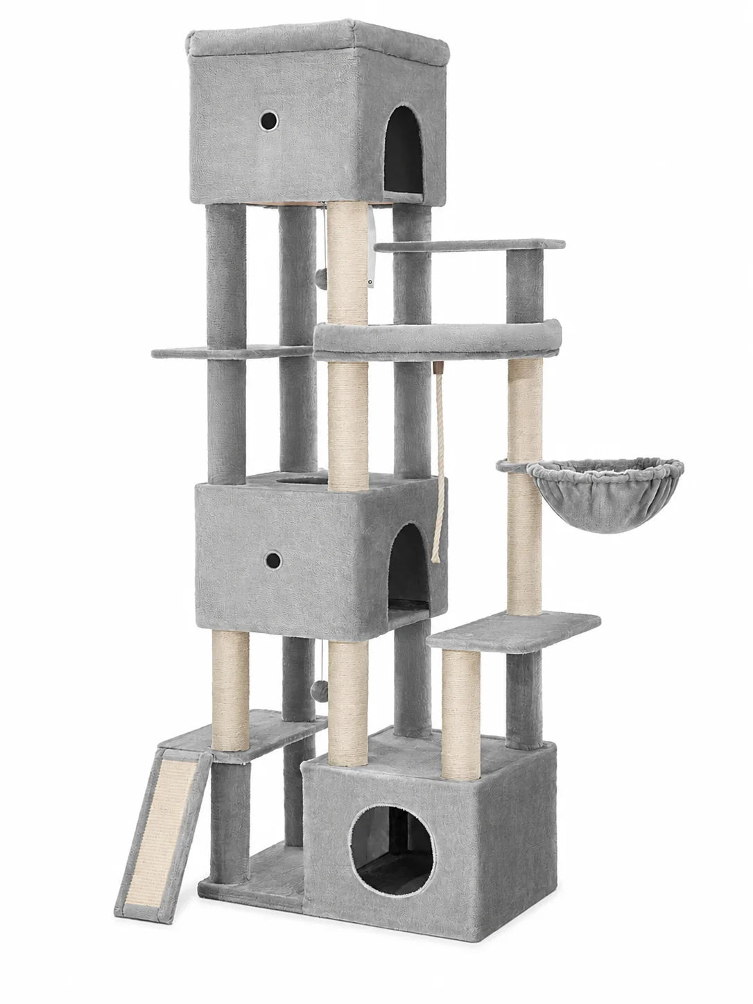 Arbre à chat XXL Majestoria 200 cm pour Maine Coon avec trois niches
