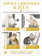 Poteaux en sisal et planche griffoir de l'arbre à chat XXL Majestoria