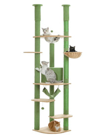 Arbre à Chat Réglable XXL avec Tours et Griffoirs en Sisal Vert | Verdelis