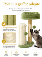 Poteaux griffoirs en sisal du petit arbre à chat vert Viridia pour entretenir les griffes