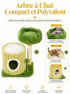 Jouets suspendus du petit arbre à chat Viridia avec pompon, clochette et jouet sur ressort