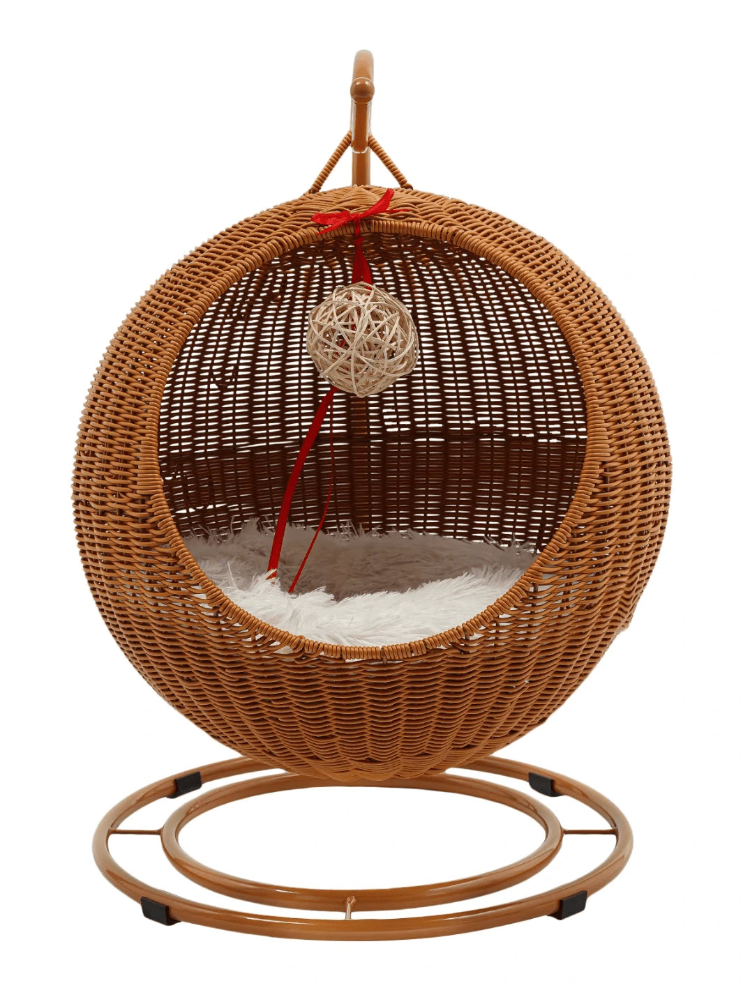 Vue de face de la balançoire pour chat brun doré Solévia