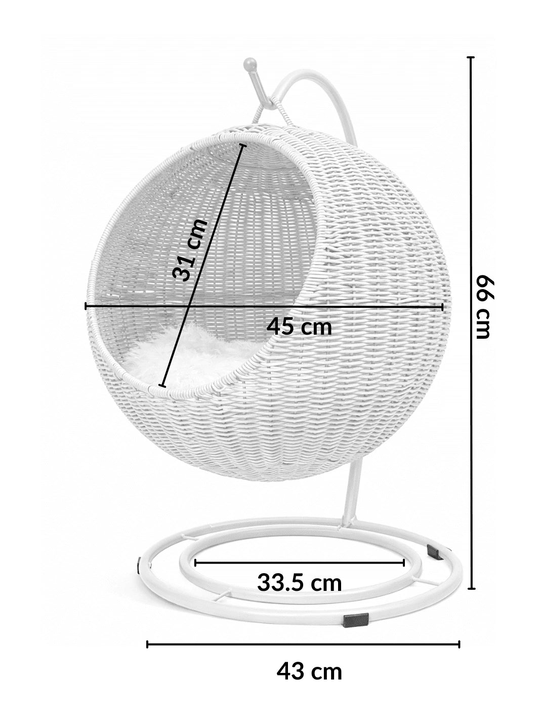 Dimensions de la balançoire pour chat sur pied de 66 cm de hauteur