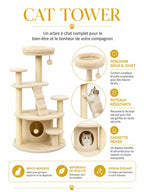 Cat tower Velouna avec perchoir poteaux en sisal et cachette privée