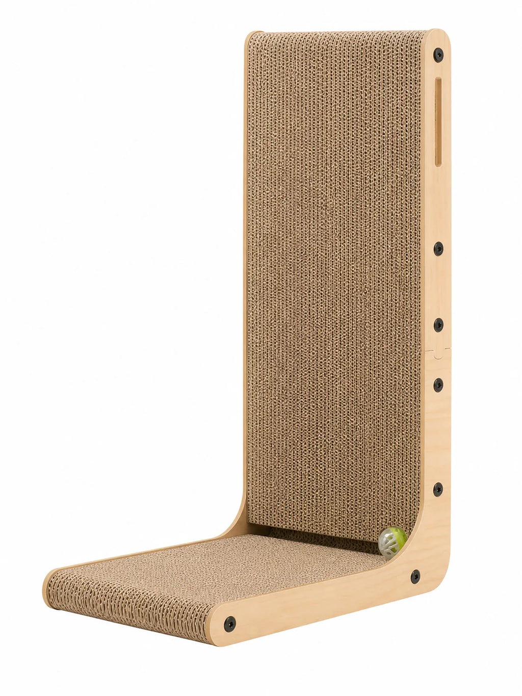 Griffoir chat carton en L Cartelia 68 cm avec surface verticale et balle intégrée