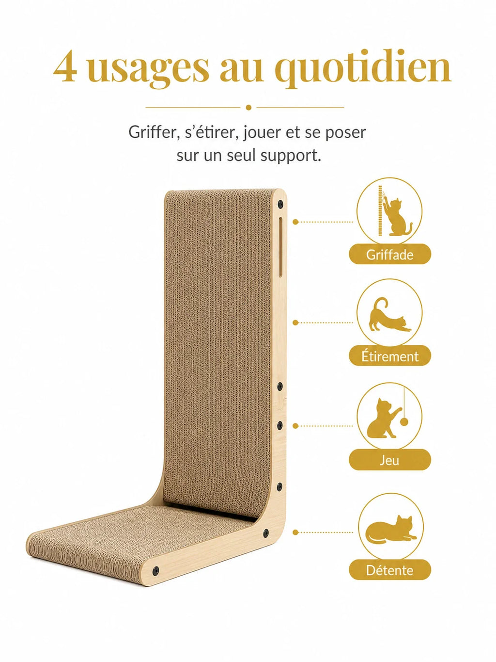 Griffoir chat multifonction Cartelia pour griffer s'étirer jouer et se détendre