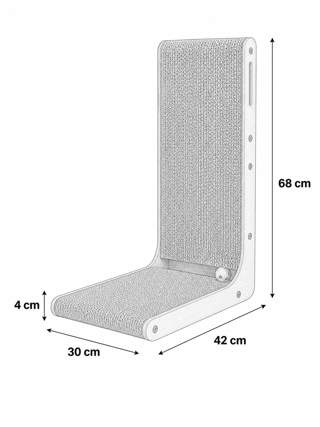 Dimensions griffoir chat Cartelia 68 cm hauteur 42 cm profondeur 30 cm largeur