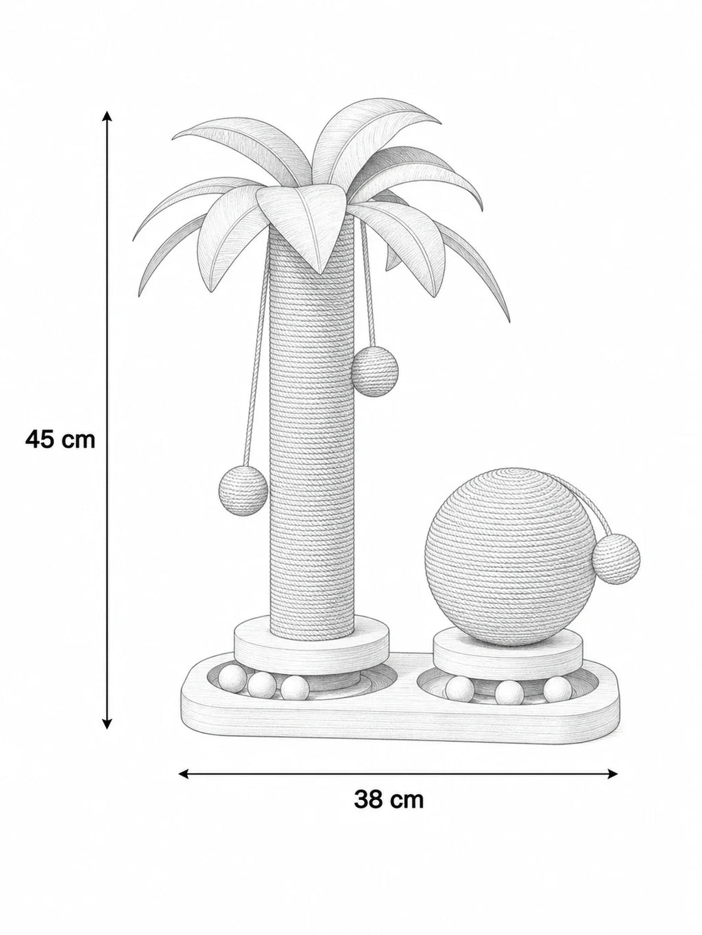 Dimensions griffoir chat Cocopalm 45 cm hauteur 38 cm largeur