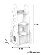 Dimensions arbre à chat fusée Cosmalia 119 cm hauteur 43 cm largeur 41 cm profondeur