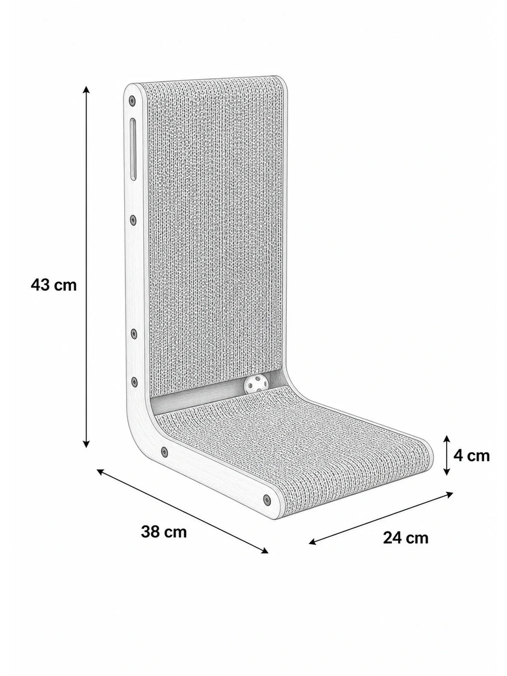 Dimensions griffoir chat Ligriff 43 cm hauteur 38 cm longueur 24 cm profondeur