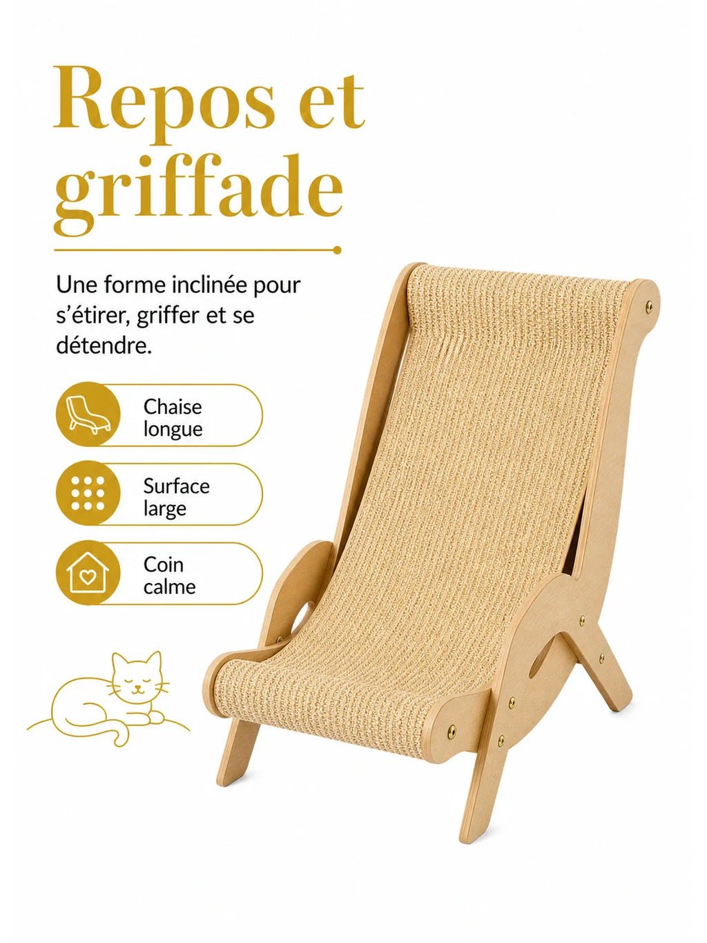 Griffoir chat Loungia chaise longue pour repos griffade et étirement