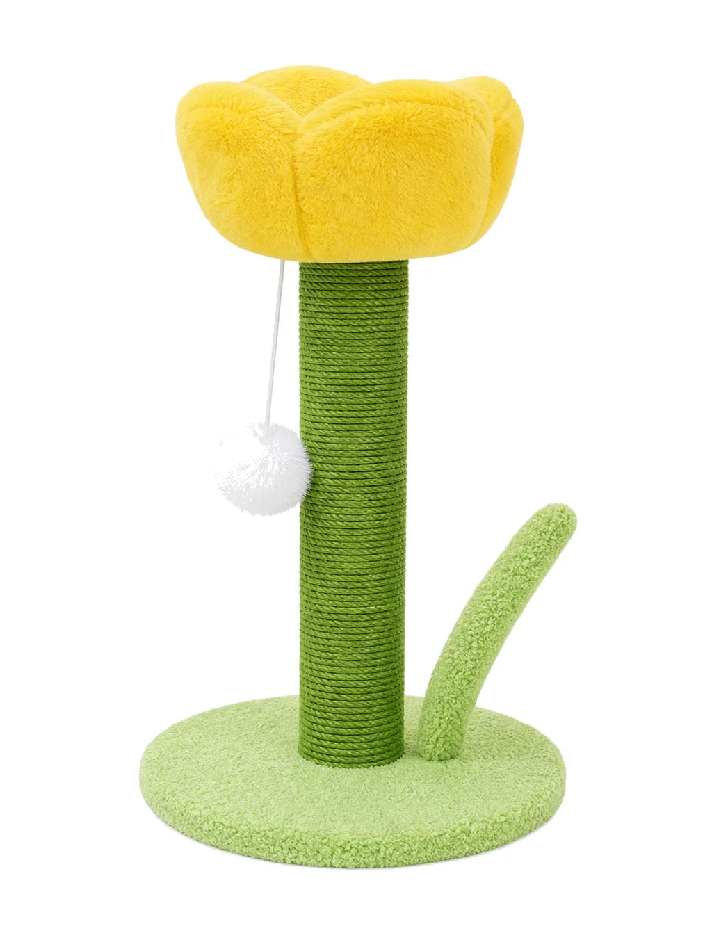 Griffoir chat tulipe jaune avec sisal Tulipa sur fond blanc