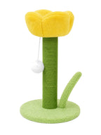 Griffoir chat tulipe jaune avec sisal Tulipa sur fond blanc