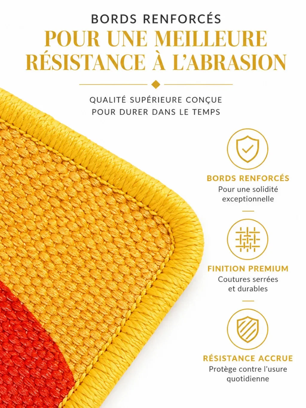 Coutures renforcées du tapis griffoir mural tournesol Hélianor