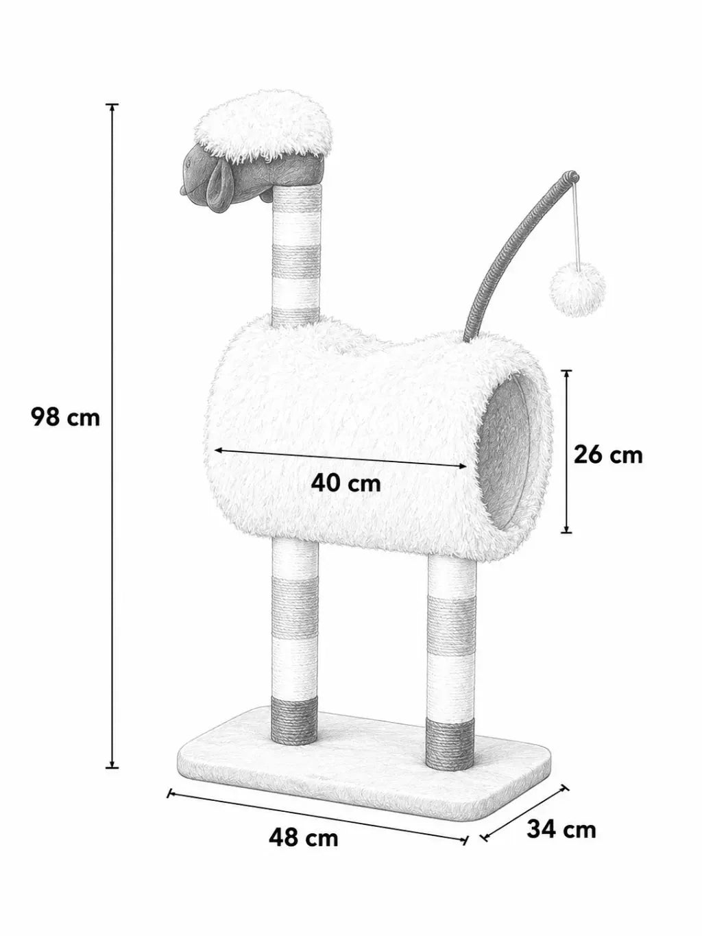 Dimensions de l’arbre à chat mouton Moutelia 98 cm