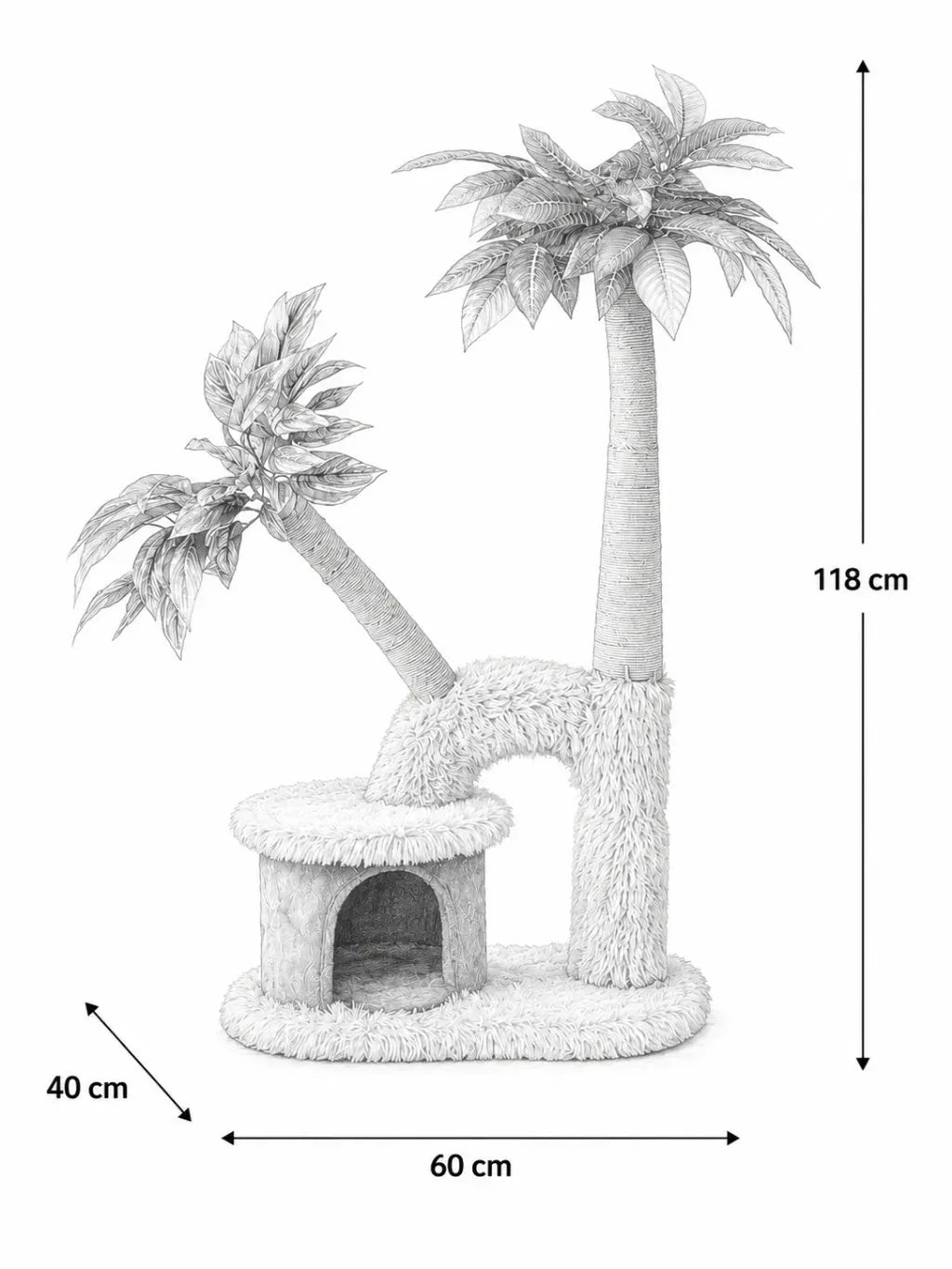 Dimensions de l'arbre à chat palmier Palmélia, 60 x 40 x 118 cm