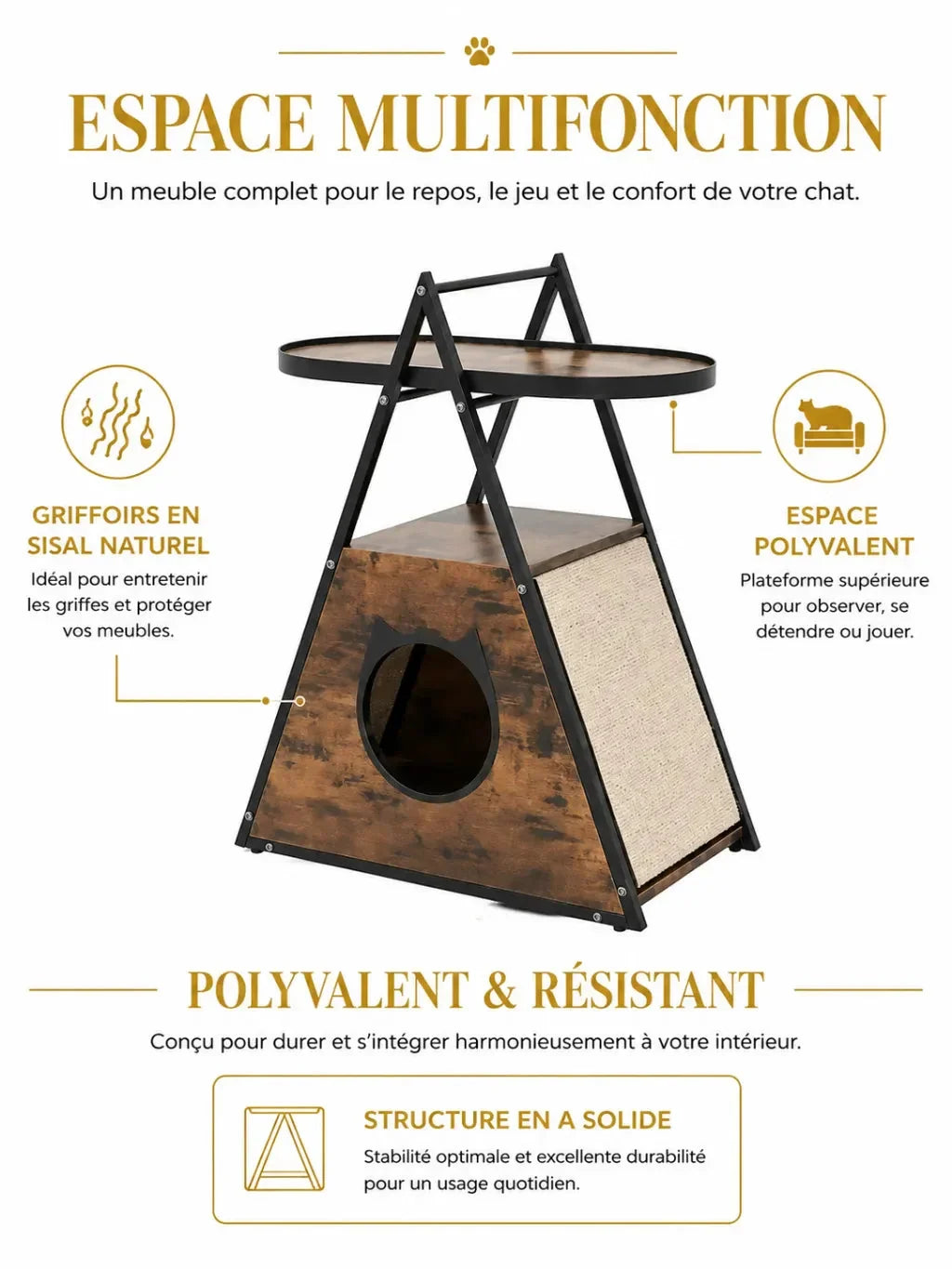 Espace multifonction Servalia avec griffoirs en sisal naturel