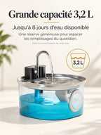 Réservoir de 3,2 L de la fontaine à eau pour chat Autonéa, conçu pour espacer les remplissages.