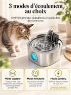 Trois modes de la fontaine Autonéa : détection, temporisation et écoulement continu.