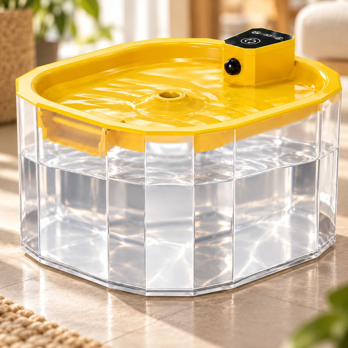 Gros plan de la réserve d’eau visible dans la cuve transparente de 1,5 L de Doralie.