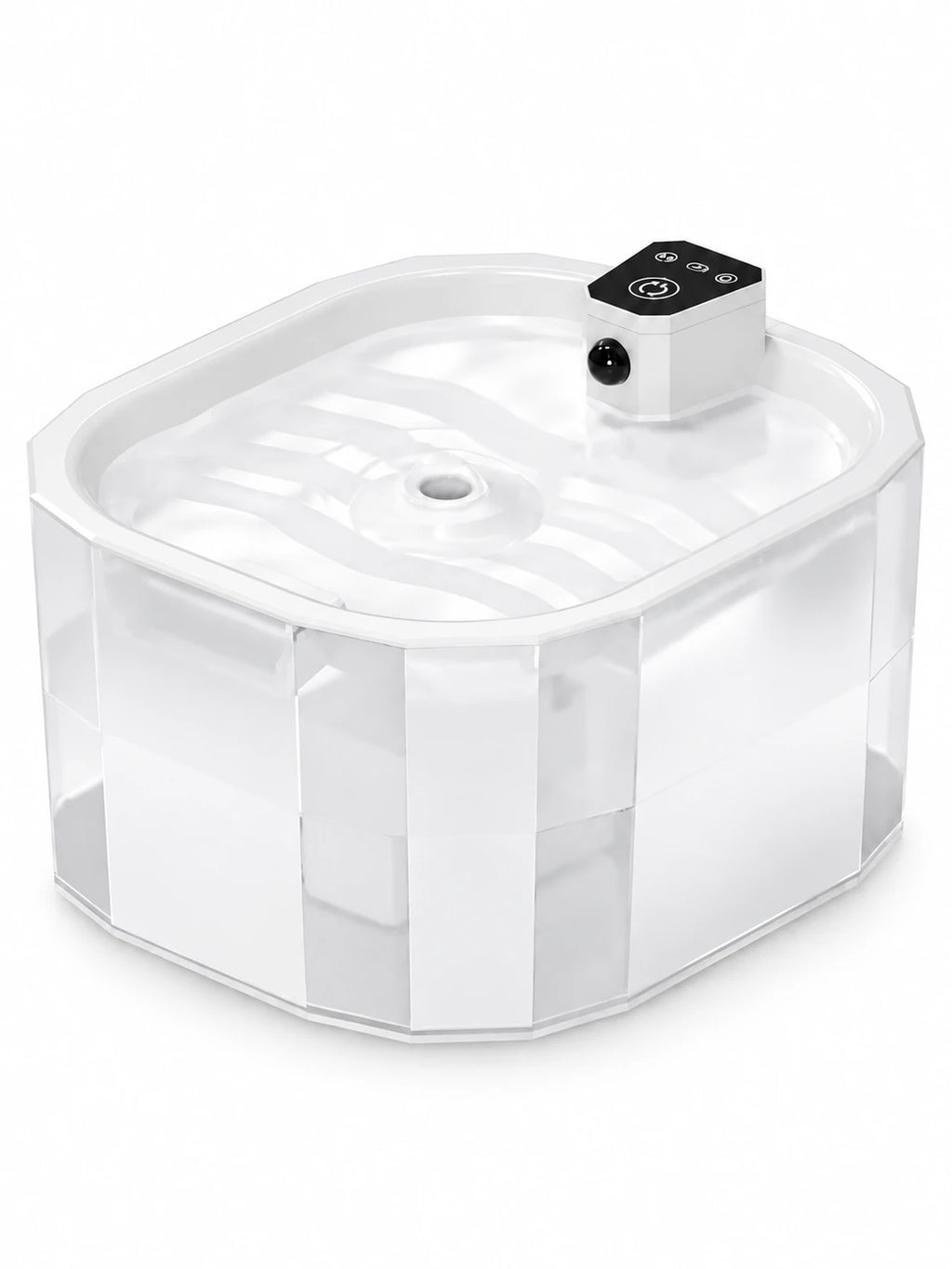 Fontaine à eau pour chat Ivoréa blanche sans fil de 1,5 L sur fond blanc.