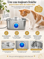 Fontaine Nivéora présentant son eau en circulation, son fonctionnement silencieux et ses surfaces en inox.