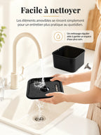 Plateau, réservoir et bec verseur amovibles de la fontaine Sourcéa pour faciliter l’entretien.
