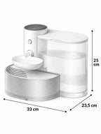 Dimensions de la fontaine à eau Aquéria : 33 cm de largeur, 23,5 cm de profondeur et 25 cm de hauteur.