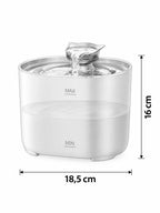 Dimensions de la fontaine à eau Clairéa : largeur de 18,5 cm et hauteur de 16 cm.