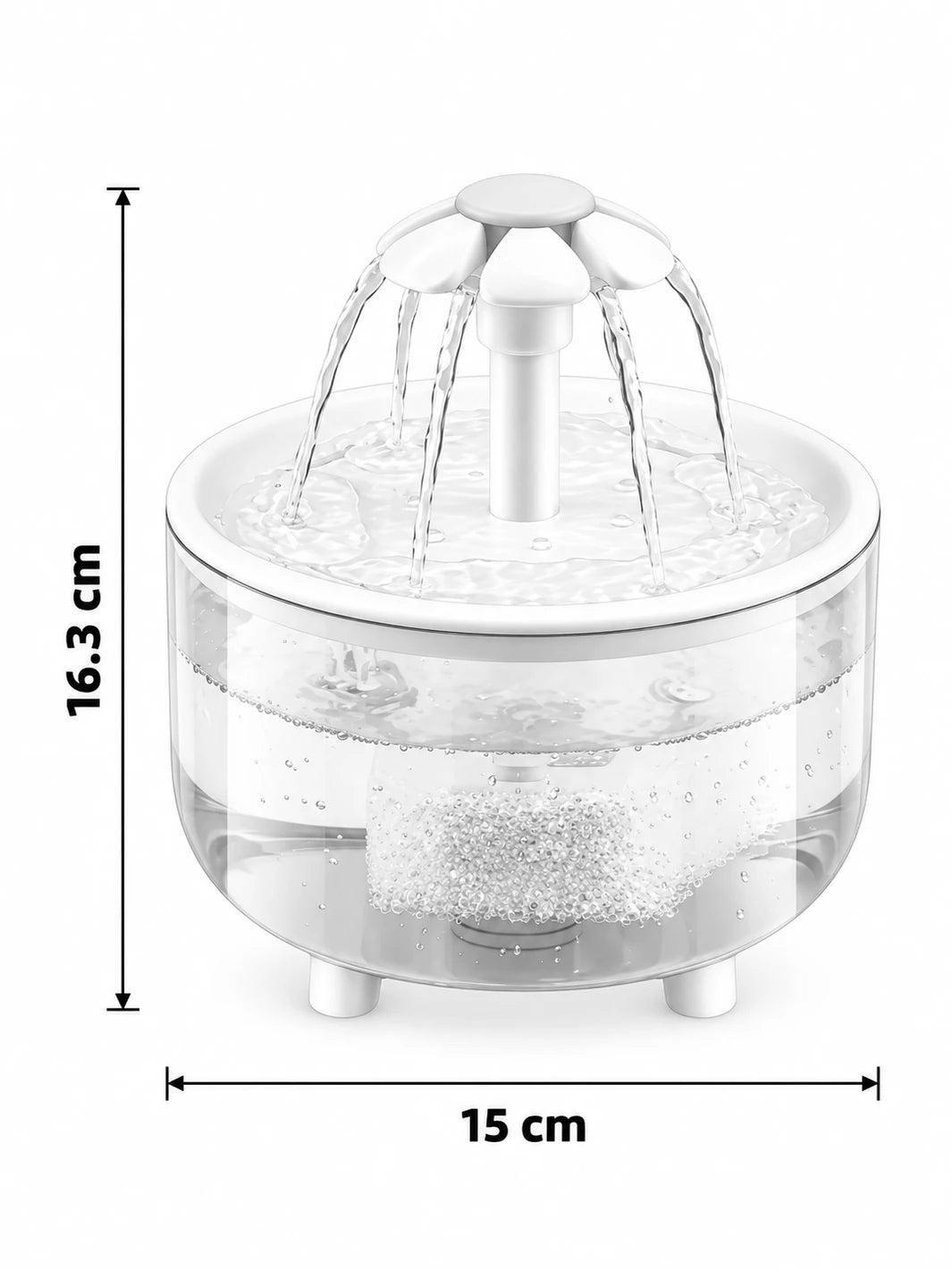 Dimensions de Graphéa : diamètre de 15 cm et hauteur totale de 16,3 cm.