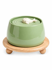 Fontaine à Eau pour Chat en Céramique Verte sur Socle 1,3 L | Virdora