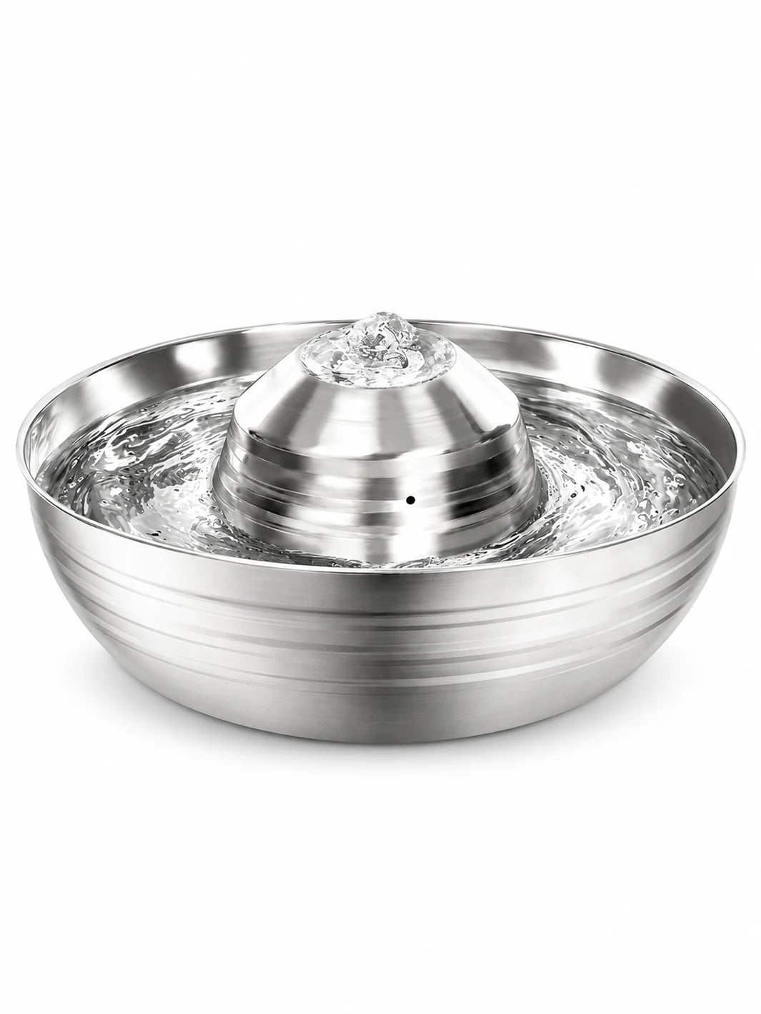 Fontaine à eau pour chat Circuléa en inox de 2 L avec diffusion centrale, sur fond blanc.