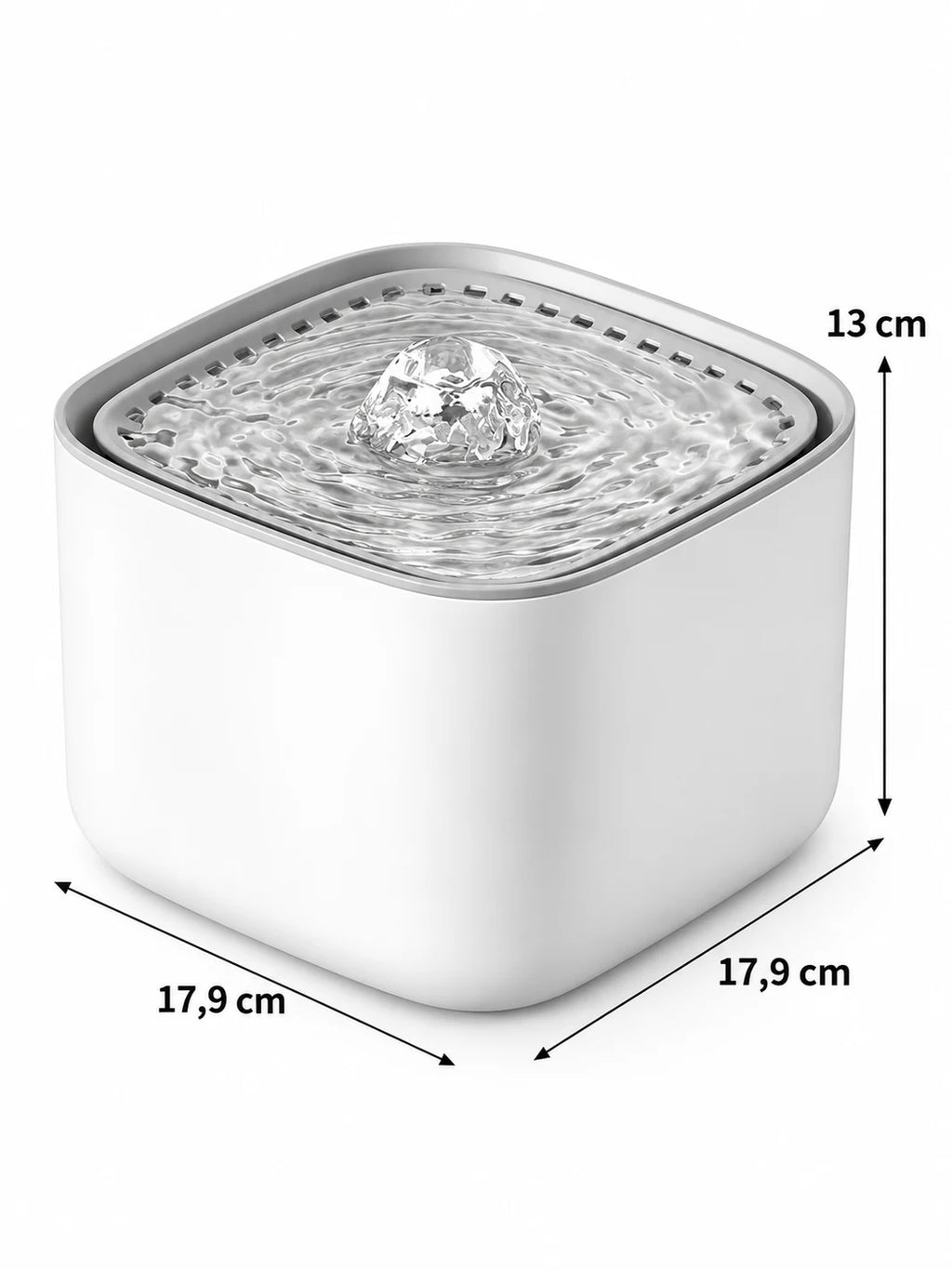 Dimensions de la fontaine verte Jadélia : 17,9 cm de largeur et 13 cm de hauteur.
