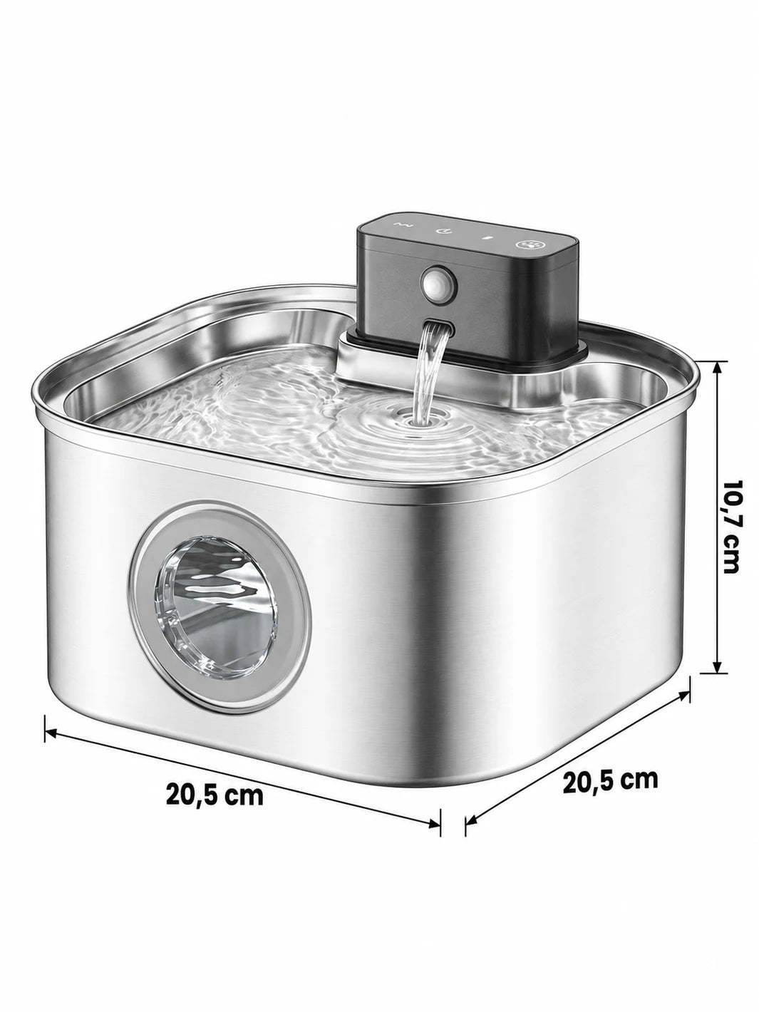 Dimensions de Quadréa : 20,5 cm de largeur et profondeur pour 10,7 cm de hauteur.