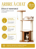 Poteaux XXL de 12 cm et dispositif anti-bascule du grand arbre à chat bois Robustia